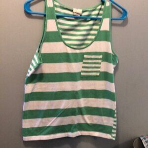 Andrea jovine medium tank top green and white stripped with pocket